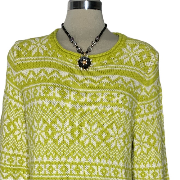 Van Heusen Green Yellow and White Monogran Sweater Size LG - Picture 5 of 7